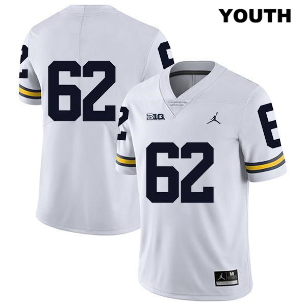 Youth NCAA Michigan Wolverines Mica Gelb #62 No Name White Jordan Brand Authentic Stitched Legend Football College Jersey UQ25G20YL